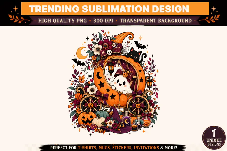 Halloween Clipart PNG Spooky Witch Ghost Design