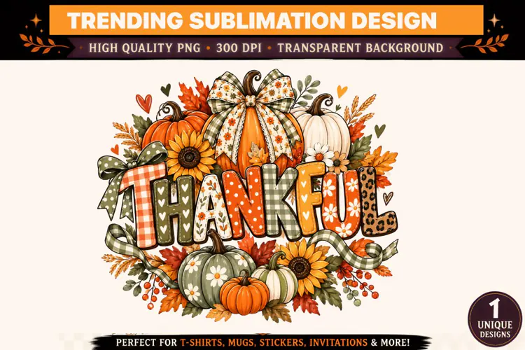 Thankful Fall Pumpkin PNG