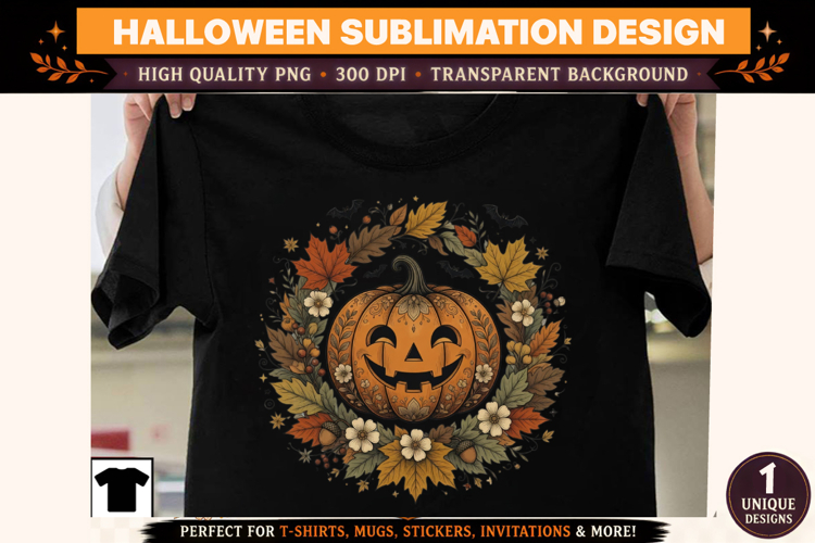 Floral Pumpkin PNG | Vintage Halloween Pumpkin Sublimation