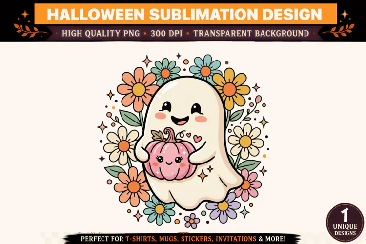 Cute Halloween Ghost Pumpkin PNG