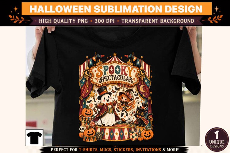 Halloween Clipart PNG Spooky Witch Ghost Design example image 1