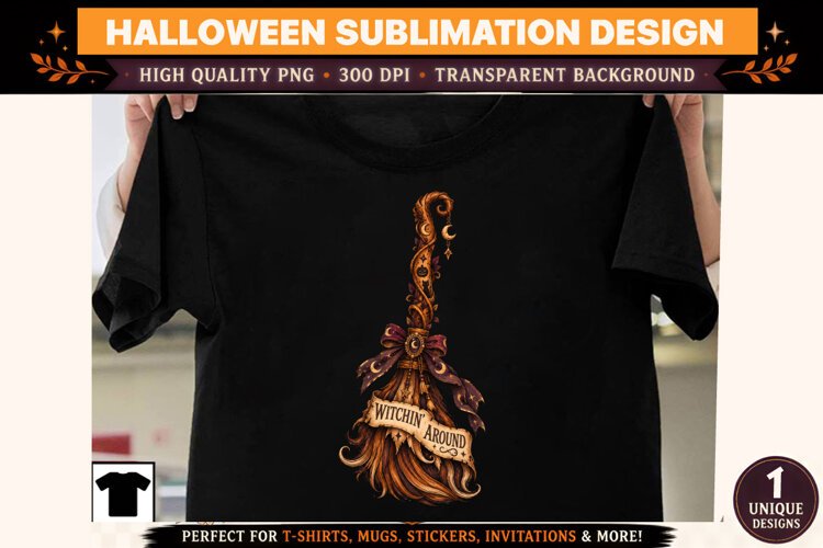 Halloween Clipart PNG Spooky Witch Ghost Design example image 1