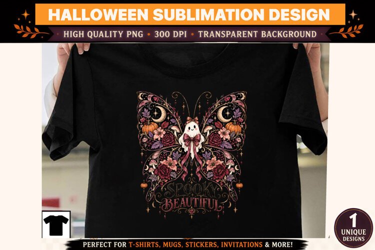 Halloween Clipart PNG Spooky Witch Ghost Design example image 1