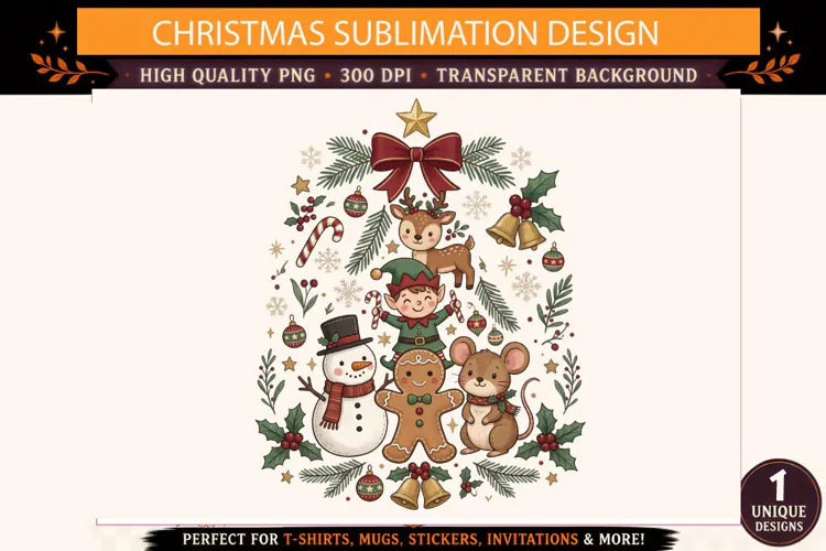 Christmas Characters PNG, Cute Christmas Sublimation Design,