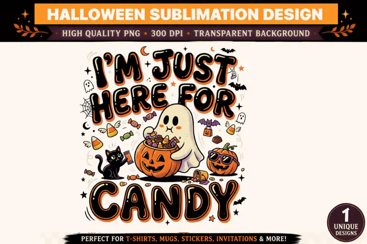 I’m Just Here for the Candy Halloween PNG