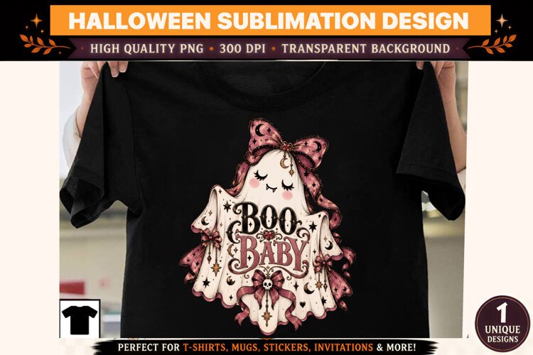 Halloween Clipart PNG Spooky Witch Ghost Design example image 1
