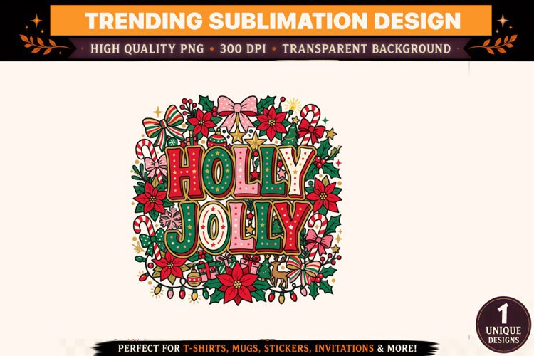 Holly Jolly Christmas PNG, example image 1