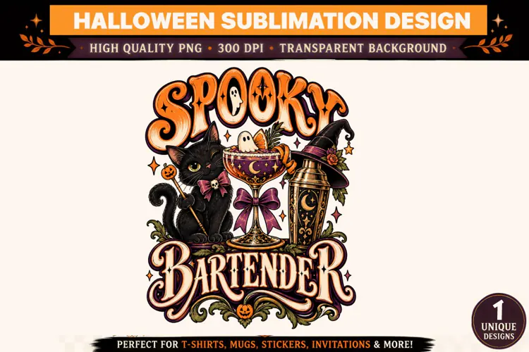 Spooky Bartender Halloween PNG
