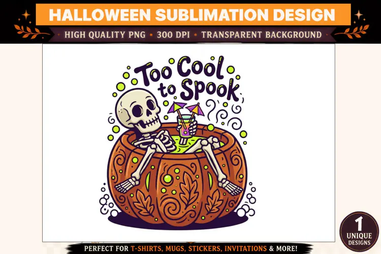 Too Cool to Spook Halloween PNG