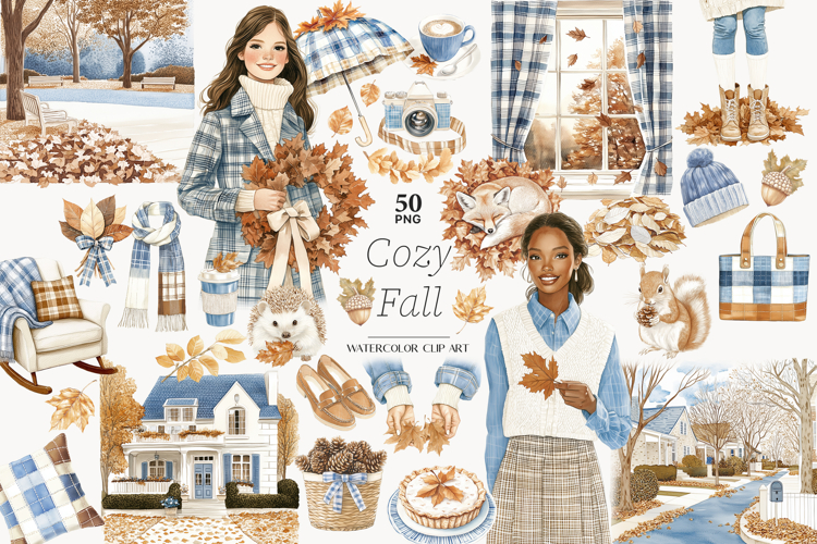 Fall Clipart | Cozy Autumn Elegant Outside PNG Graphics
