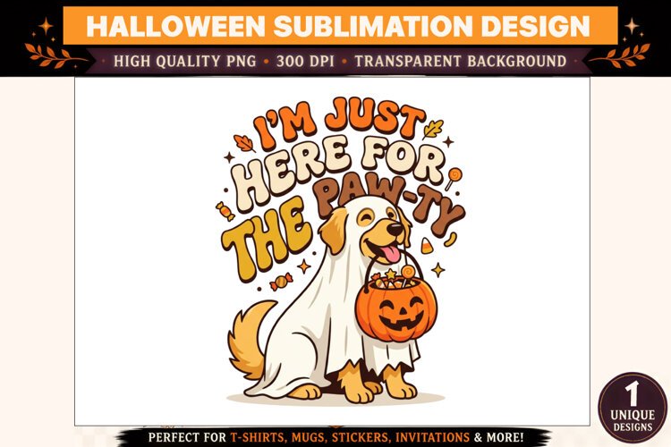 I’m Just Here for the Paw-ty Halloween PNG, example image 1