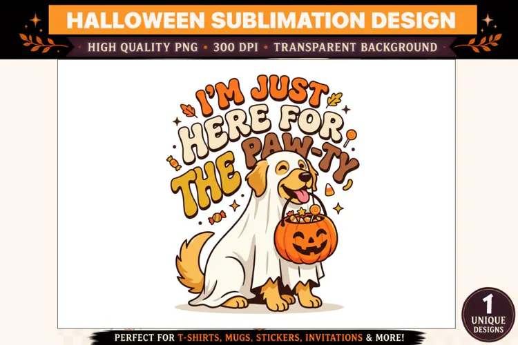 I’m Just Here for the Paw-ty Halloween PNG,