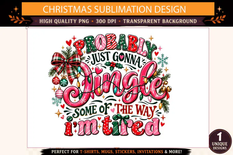 Probably Just Gonna Jingle PNG, Funny Christmas Quote Sublim