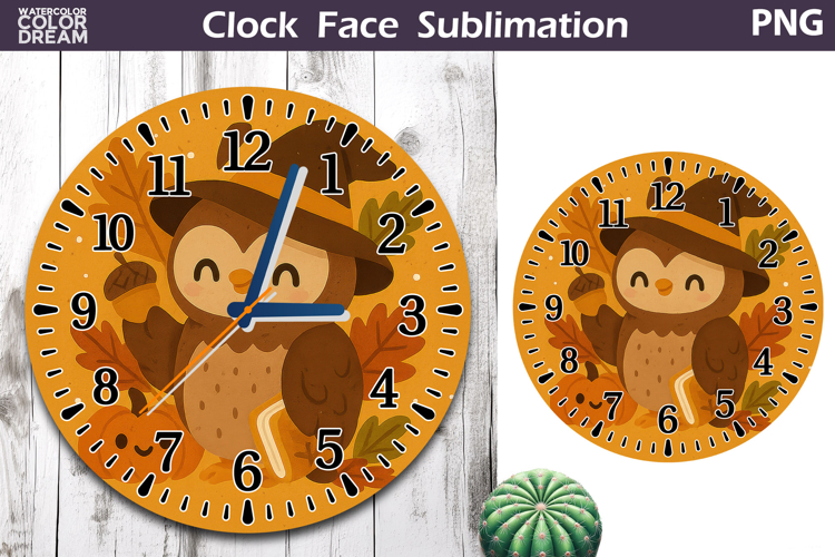 Fall Pumpkin Floral Clock Face | Cute Owl Clock Design