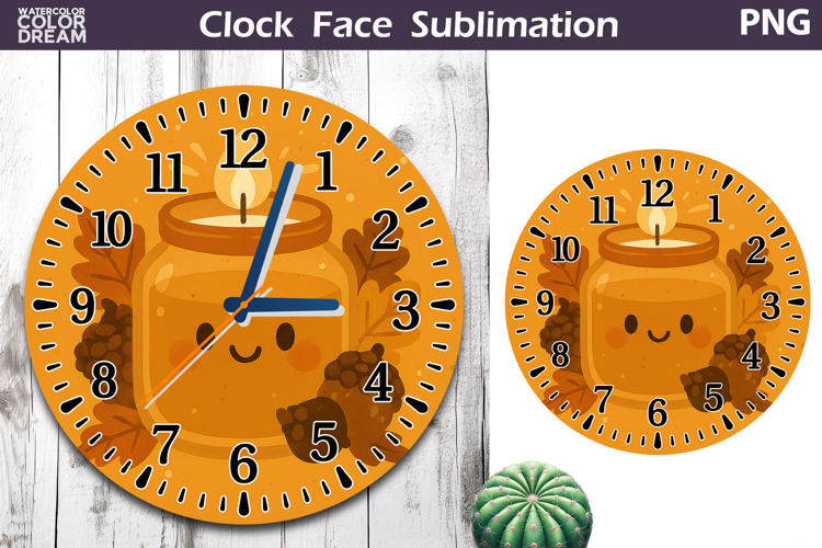 Fall Pumpkin Floral Clock Face | Pumpkin Candle Clock Design
