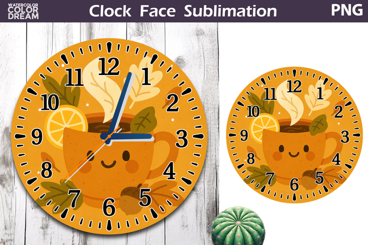 Fall Pumpkin Floral Clock Face | Hot Tea Clock Design