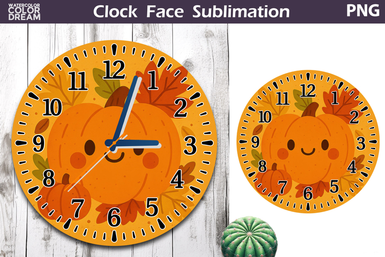 Fall Pumpkin Floral Clock Face | Cute Pumpkin Clock Design