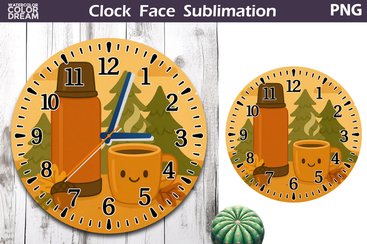Fall Pumpkin Floral Clock Face | Hot Tea Clock Design