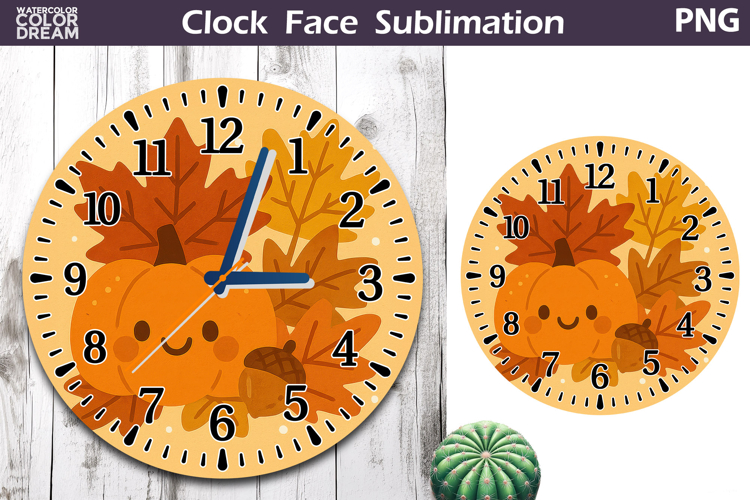 Fall Pumpkin Floral Clock Face | Cute Pumpkin Clock Design