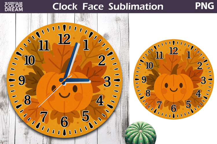 Fall Pumpkin Floral Clock Face | Cute Pumpkin Clock Design