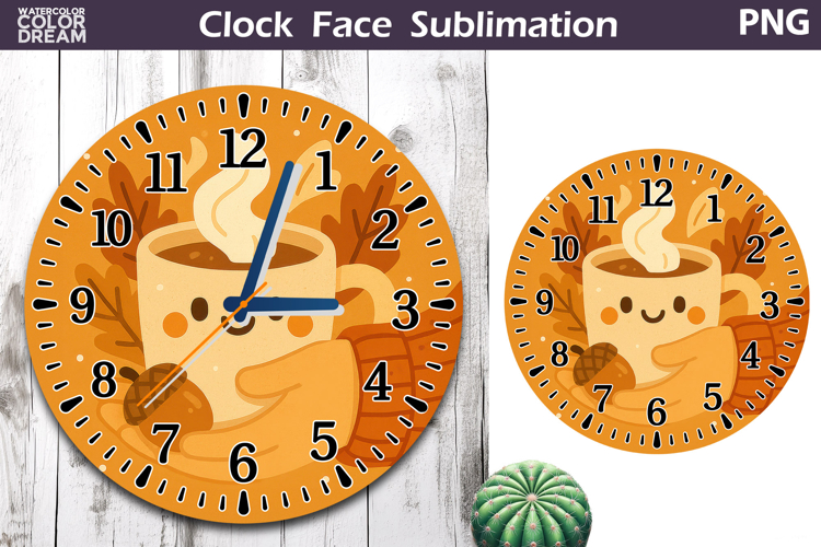 Fall Pumpkin Floral Clock Face | Hot Tea Clock Design