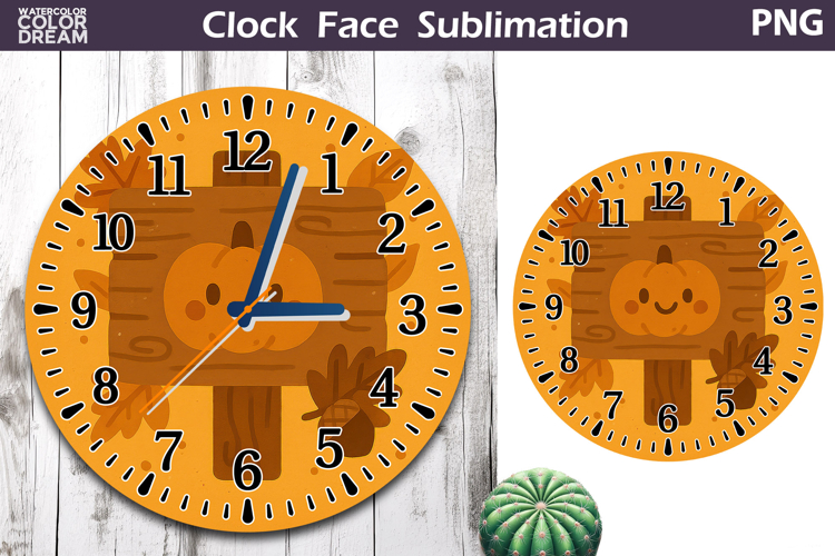 Fall Pumpkin Floral Clock Face | Cute Pumpkin Clock Design