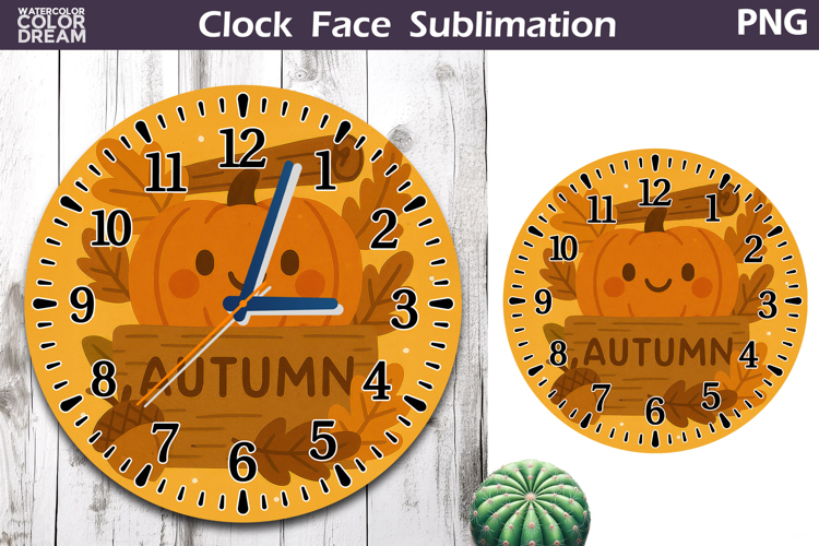 Fall Pumpkin Floral Clock Face | Cute Pumpkin Clock Design