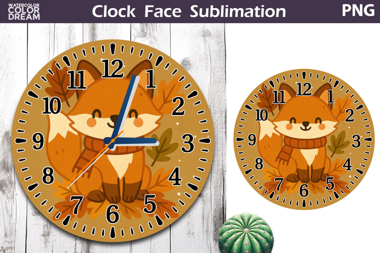 Fall Pumpkin Floral Clock Face | Cute Fox Clock Design