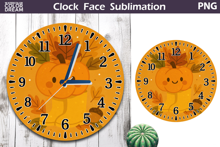 Fall Pumpkin Floral Clock Face | Cute Pumpkin Clock Design