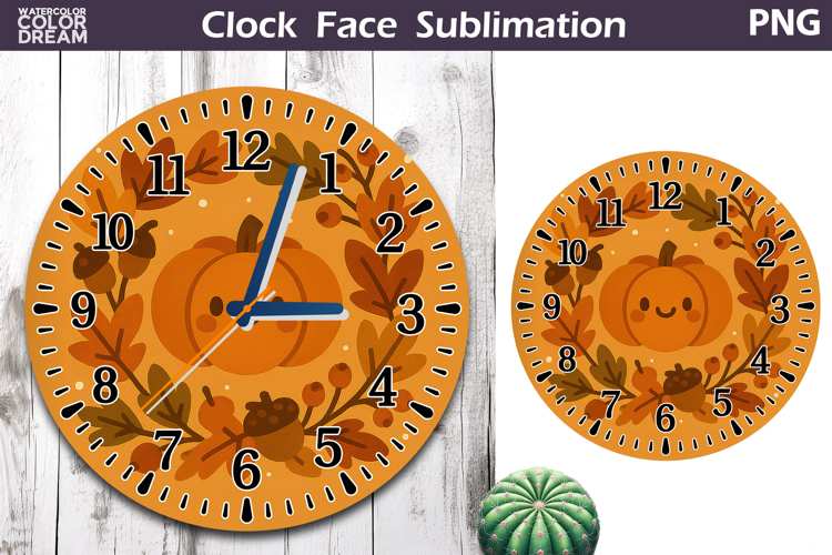 Fall Pumpkin Floral Clock Face | Cute Pumpkin Clock Design