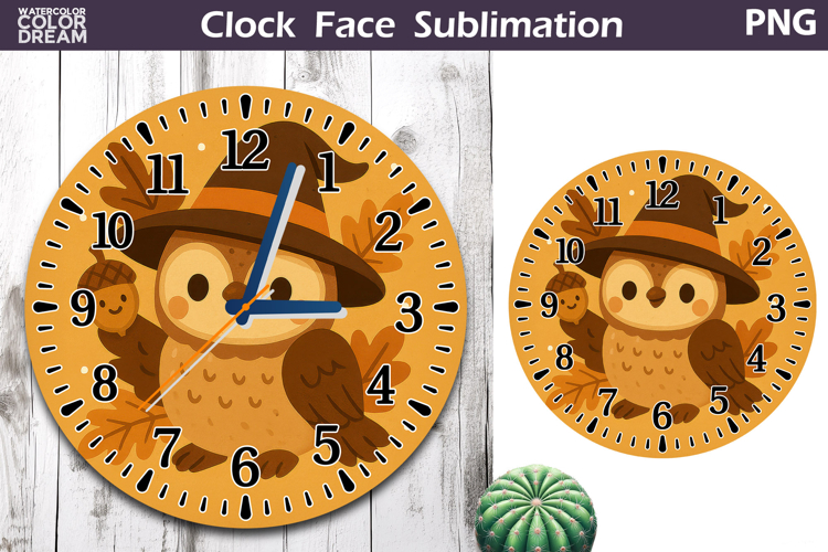 Fall Pumpkin Floral Clock Face | Cute Owl Clock Design