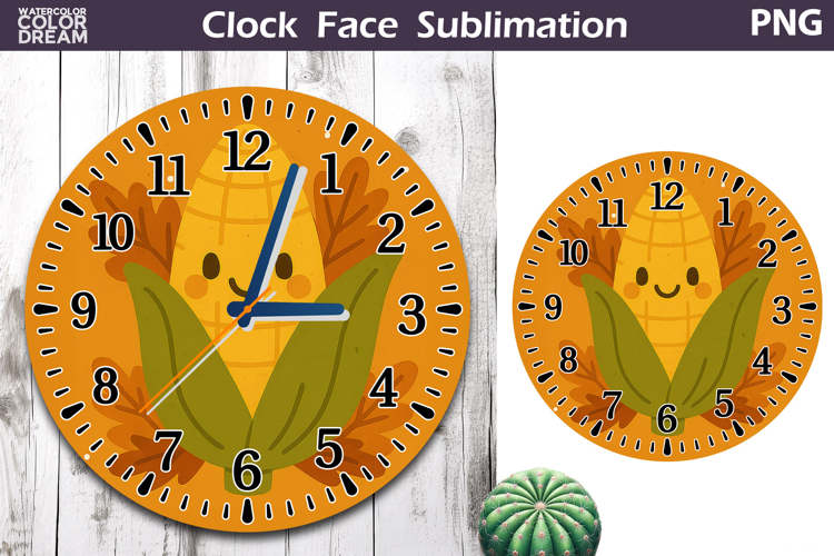 Fall Pumpkin Floral Clock Face | Cute Corn Clock Design