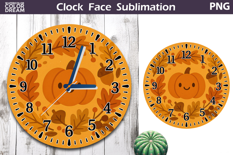 Fall Pumpkin Floral Clock Face | Cute Pumpkin Clock Design
