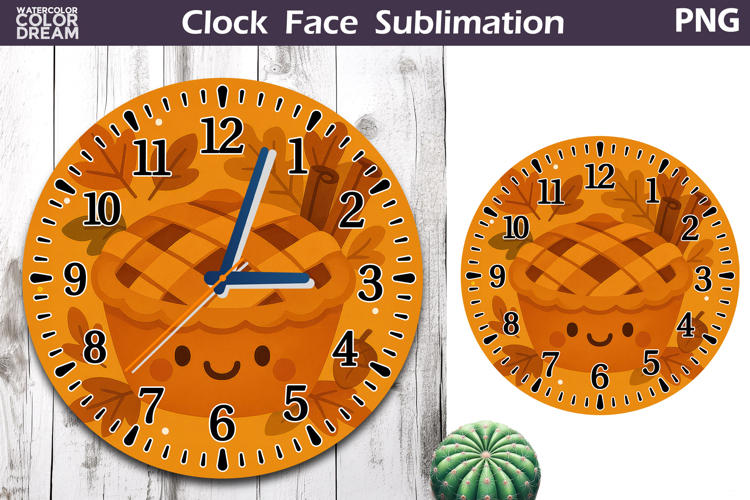 Fall Pumpkin Floral Clock Face | Pumpkin Pie Clock Design