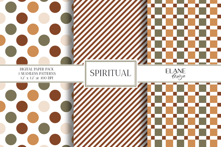 Fall Digital Paper, Earth Nature Tones Seamless Patterns