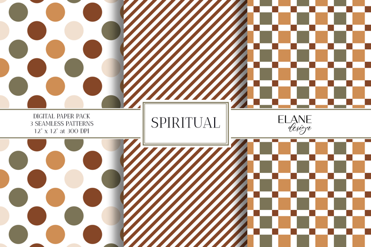 Fall Digital Paper, Earth Nature Tones Seamless Patterns