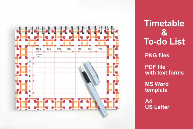Fall Colors Timetable and To-Do List Printable Editable PDF