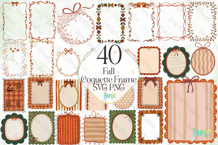 Fall Coquette Frame SVG PNG Bundle