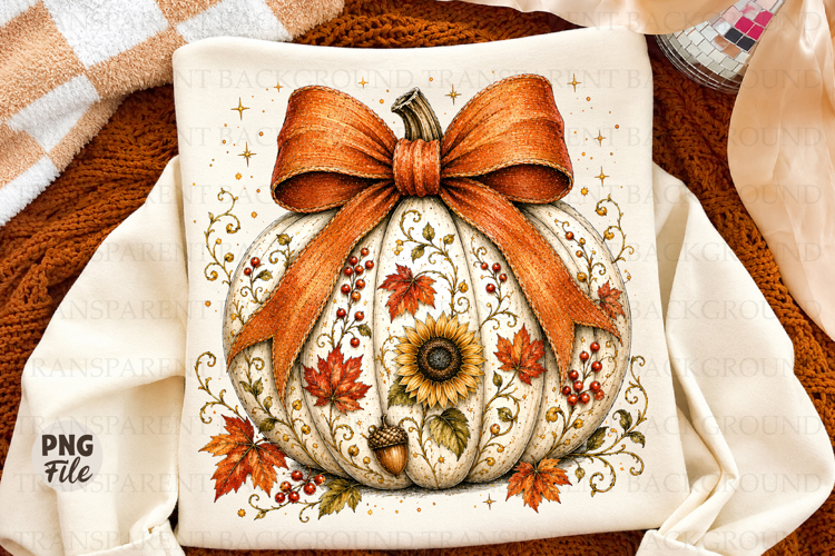 Fall Coquette Pumpkin Png, Brushstroke Pumpkin Png