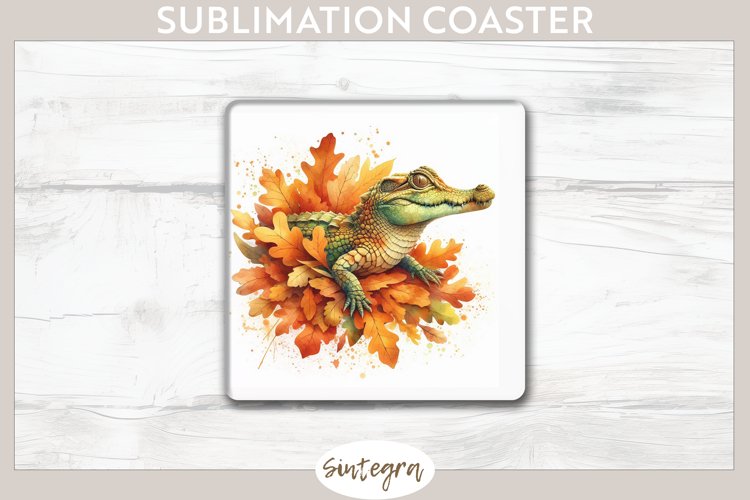 Fall Crocodile Animal v1 Square Coaster Sublimation