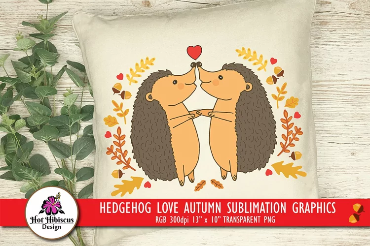 Sublimation Design Hedgehog Love, Cute Hedgehogs Clipart
