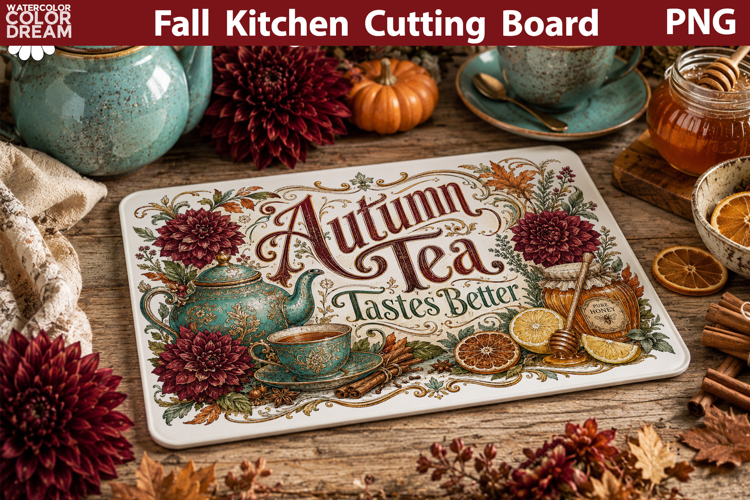 Autumn Tea Tastes Better | Cutting Board Sublimation