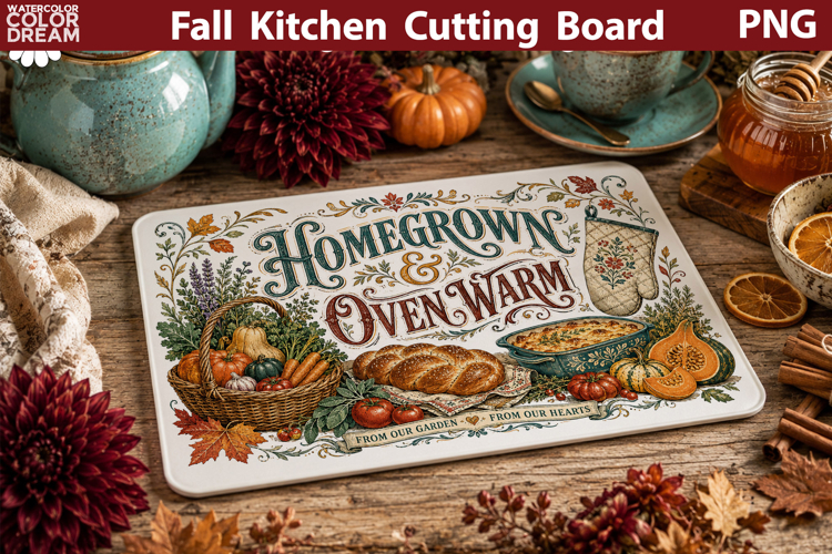 Autumn Kitchen Board | Fall Cutting Board Sublimation