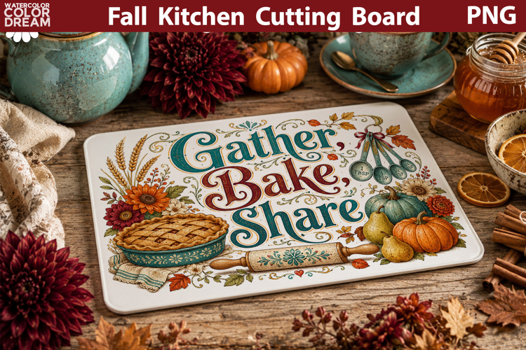 Autumn Kitchen Board | Fall Cutting Board Sublimation