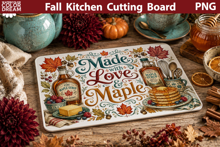Autumn Kitchen Board | Fall Cutting Board Sublimation
