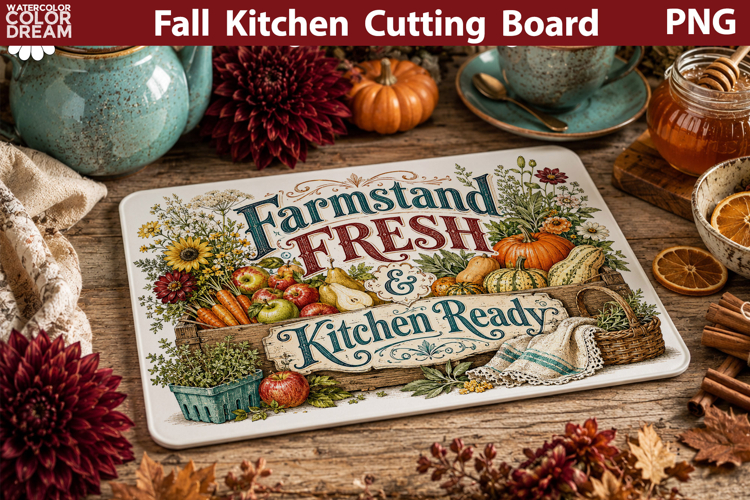 Autumn Kitchen Board | Fall Cutting Board Sublimation