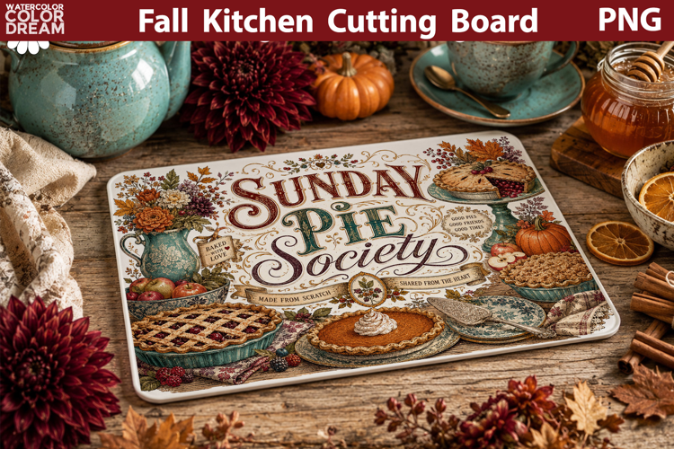 Sunday Pie Society | Fall Cutting Board Sublimation