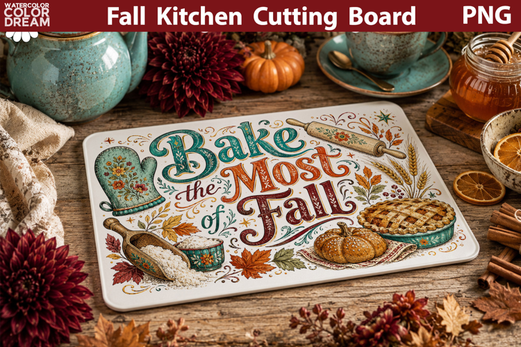 Autumn Kitchen Board | Fall Cutting Board Sublimation