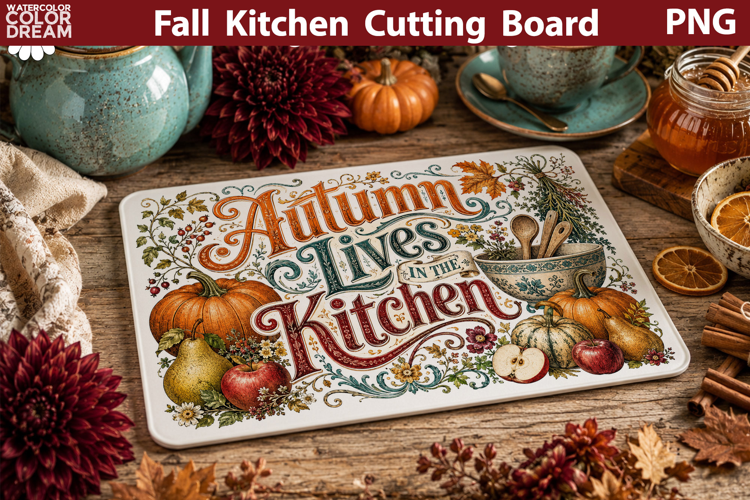 Autumn Kitchen Board | Fall Cutting Board Sublimation