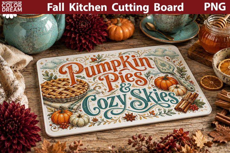 Autumn Kitchen Board | Fall Cutting Board Sublimation